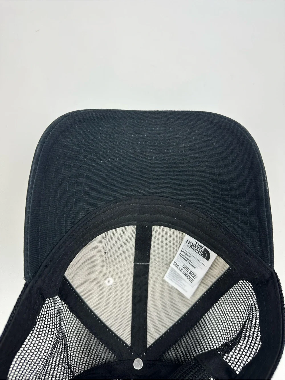 The North Face Black & White Trucker Hat with South Korea Flag Patch